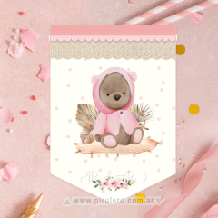Imagen de Kit Imprimible Osita Boho rosa