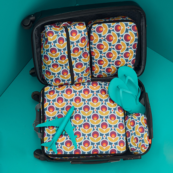 Set organizador de valijas Flores retro
