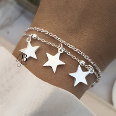 PU 488 - Pulsera dijes y bolitas ROSA (ACERO BLANCO)