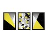 Conjunto Kit 3 Quadros Abstrato Moderno Amarelo