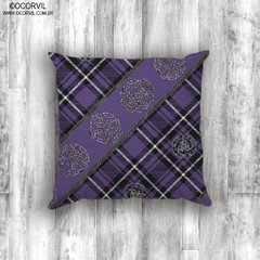 Celtic Skulls on Purple Plaid Cushion Cover - buy online