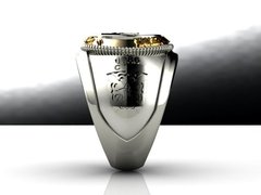 Silver Military College Ring with detail in 18k Yellow Gold - buy online