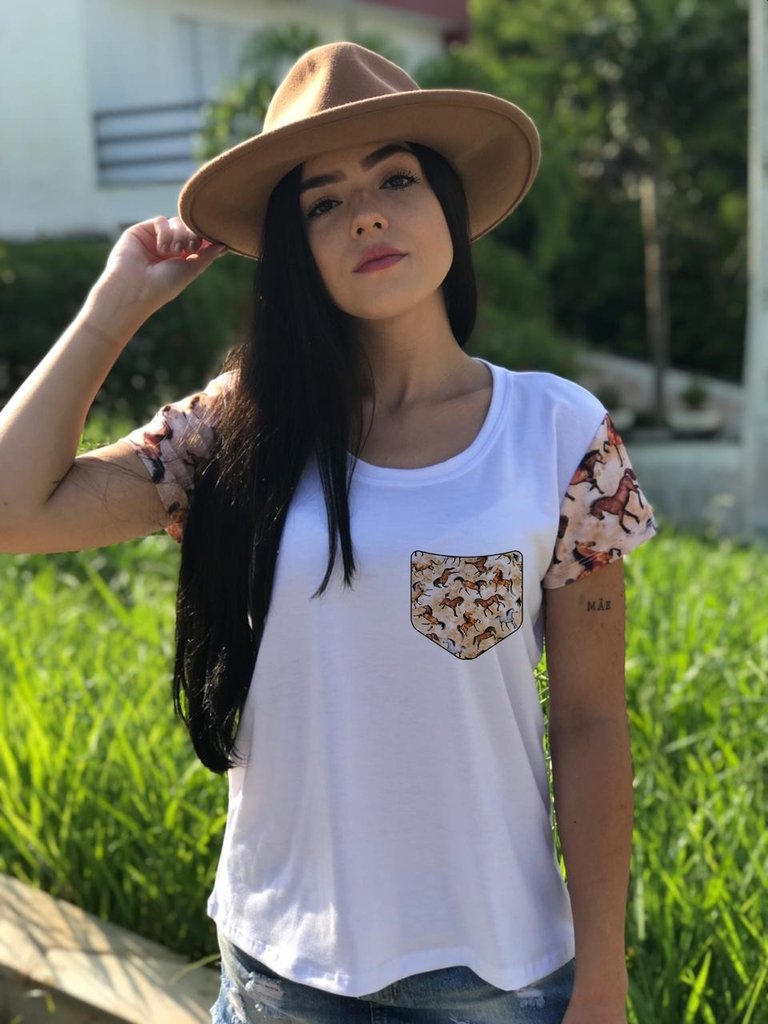 Blusa baby look estampada feminina Clearance