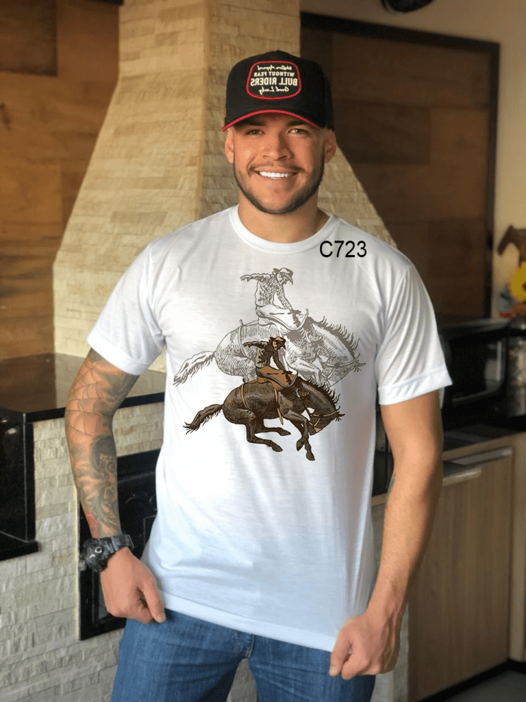 Camiseta Masculina Desenho Cowboy Sombra Country