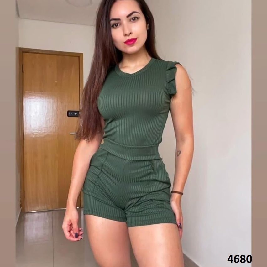conjunto short e blusa canelado
