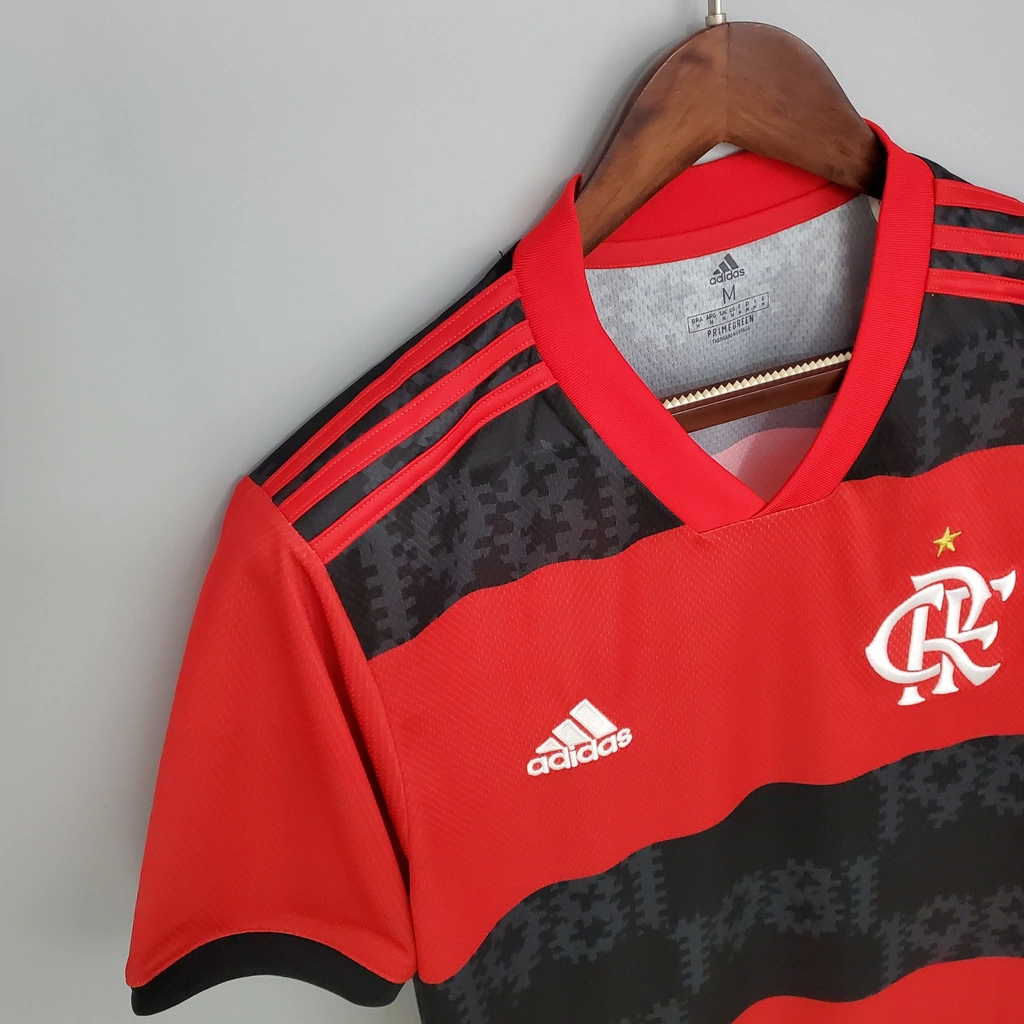 Camisa Flamengo 1 21/22 s/n° Torcedor Adidas Masculina - Vermelho+Preto