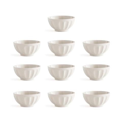 10 Bowls Ceramica Compotera 13 Cm Blanco Cereales Postre