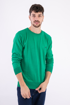Sweater Liso Cuello Redondo Lechuza Verde