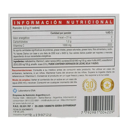 Vitamina C 15 Sobres - NATULIV ENA - comprar online
