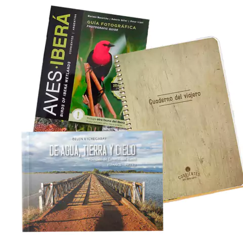 COMBO CORRIENTES - Cuaderno del Viajero, De Agua, Cielo y Tierra (Postales de Iberá) y Aves Iberá