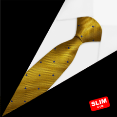 Gravata Super Slim Poá Dourada - xi6Vmdm