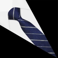 Gravata Listrada Azul Marinho - x6b366c na internet