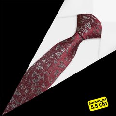 Gravata Super Slim Floral Bordô - x6d2bd8
