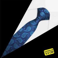 Gravata Super Slim Paisley Azul Marinho 6e00d5
