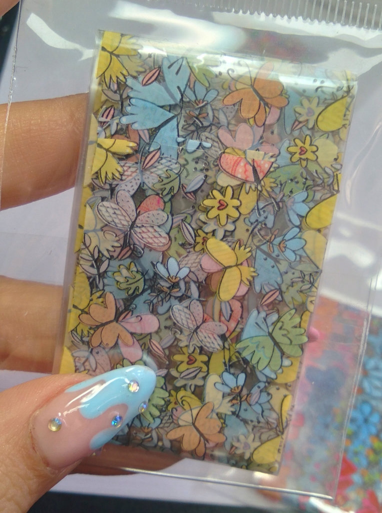 Foil para uñas mariposas y flores - DeBellezaArg