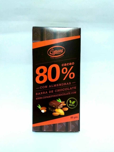 CHOCOLATE COPANI 80% CACAO CON ALMENDRAS 62 GRAMOS