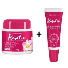 Kit Creme Area dos Olhos + Creme Preventivo às Rugas FPS 15 com óleo de Rosa Mosqueta Rosativ Abelha Rainha