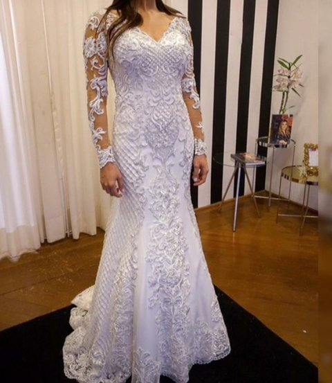 Vestido de Noiva Sereia Rendas Arabesco