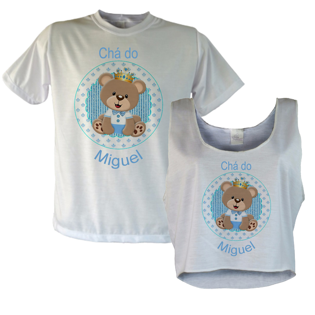 KIt Camiseta e Cropped Chá de Bebê Personalizada