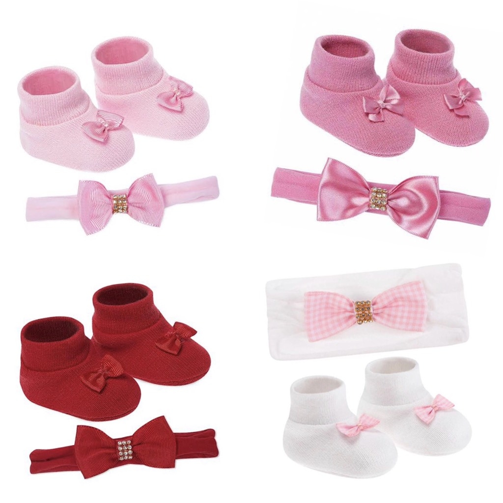 Kit Presente Sapatinho e Tiara Recém Nascido Pimpolho