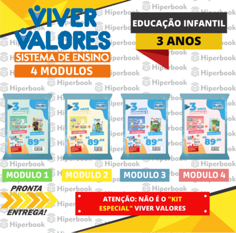 Sistema de Ensino Viver Valores - 4 MODULOS - 3 ANOS - Educação Infantil - comprar online