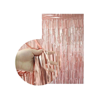 Cortina Metalizada Rosa Gold