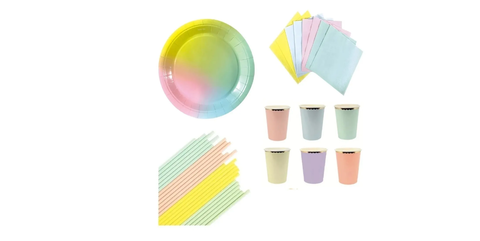 Set platos vasos servilletas, sorbete pastel - comprar online