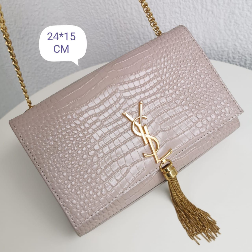 ysl silver bolsa with gold chain