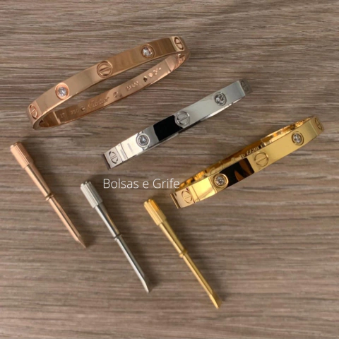 Pulseira Bracelete Cartier Love Com Pedras Brilhantes
