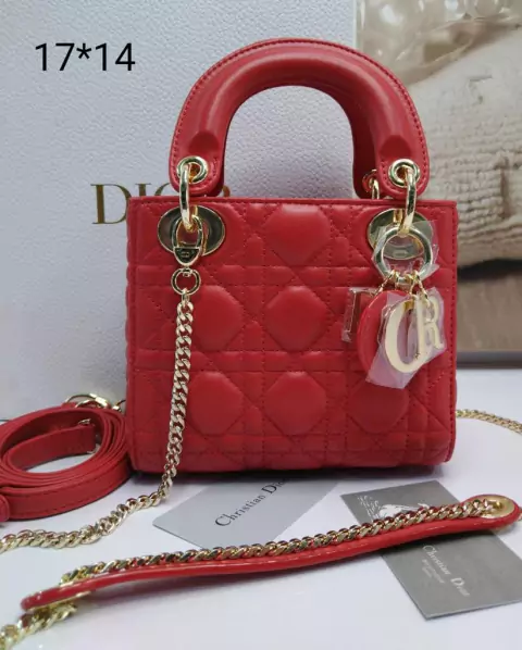 Bolsa Lady Dior Mini Vermelha Italiana