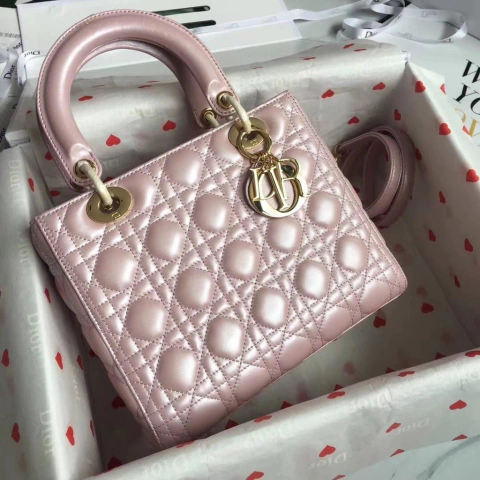 Bolsa Lady Dior Média Rosa Perolado Italiana