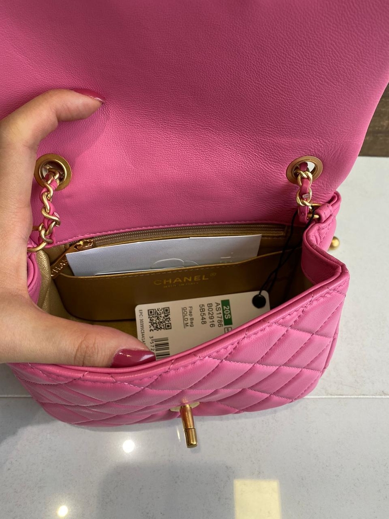chanel pink mini flap bolsa