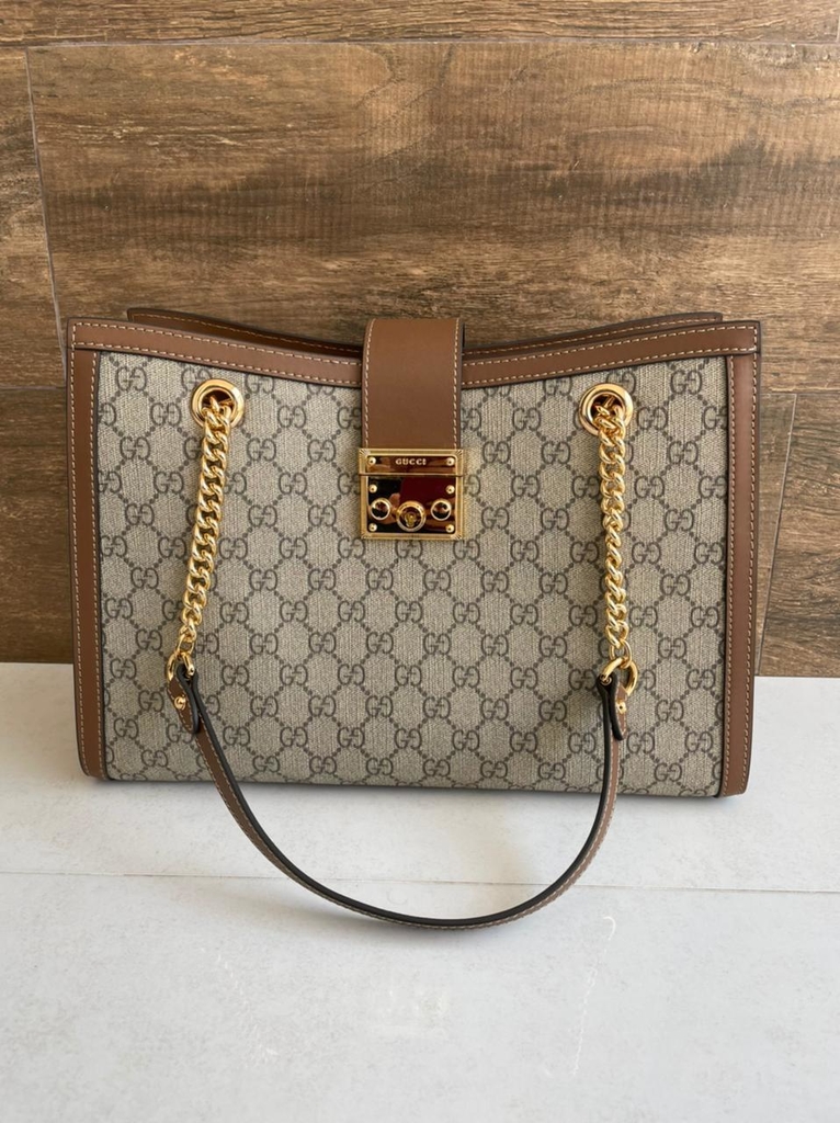gucci padlock gg supreme shoulder bolsa
