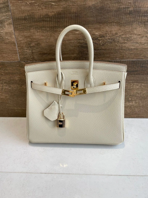 Bolsa Hermès Birkin 25 Off-White/Dourada Italiana