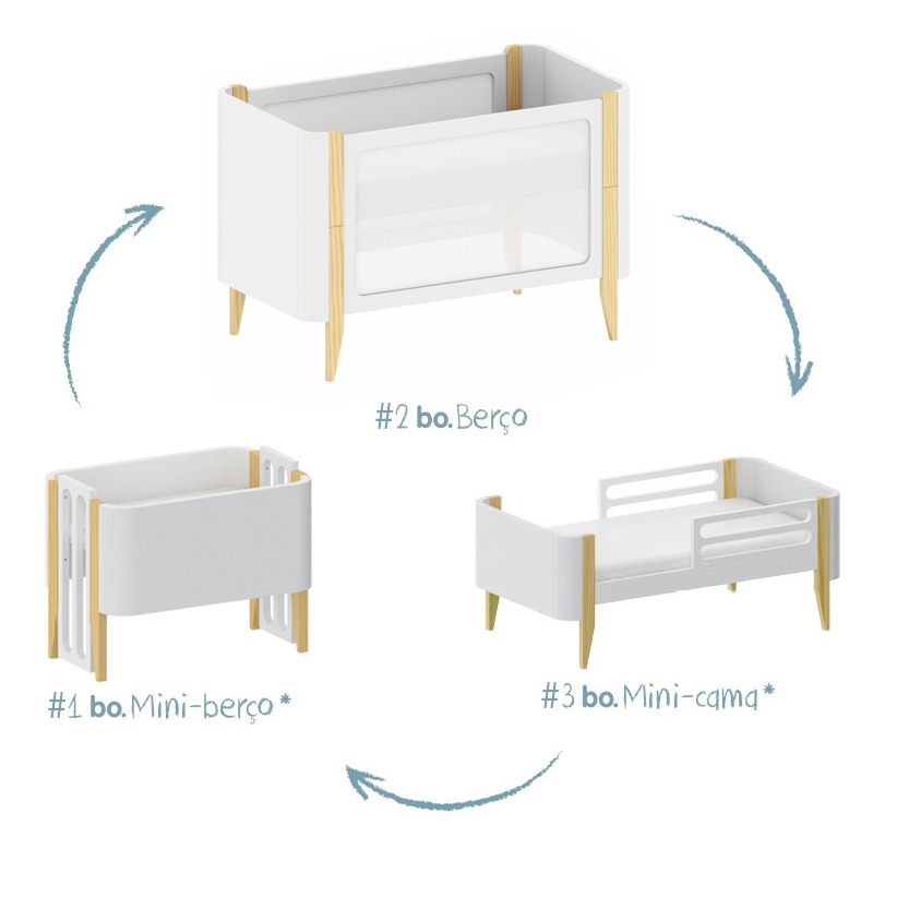 Berço Bo Grade Palha Cia do Móvel - Cinza