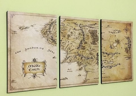 Cuadros - Tríptico Mapa El Señor de los Anillos C