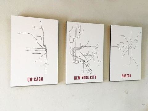Cuadros - Tríptico Metro Minimalista Ciudades - comprar online