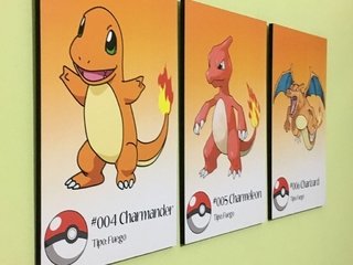Cuadros - Tríptico Pokemon Charmander evoluciones - comprar online