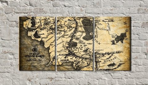 Cuadros - Tríptico Mapa El Señor de los Anillos A