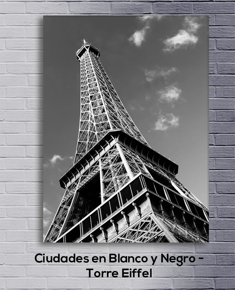 Cuadro Ciudades en Blanco y Negro - Torre Eiffel