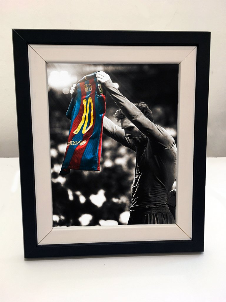 Cuadro con marco - Messi Camiseta Barcelona
