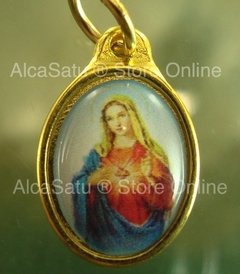 10 Medalla Dije Sagrado Corazón María Religioso Esmaltada 1,9cm Dorada en internet