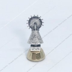 Virgen Pilar Estatua Metal Plateada Dorada Adhesiva 6cm - alcasatu 