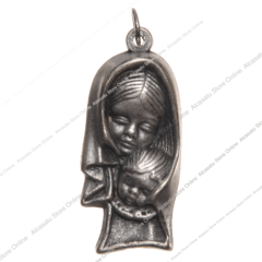 medalla virgen con niño alcasatu plateada figura 