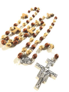 alcasatu rosario franciscano cruz san damian y pater tau Souvenir Rosarios madera