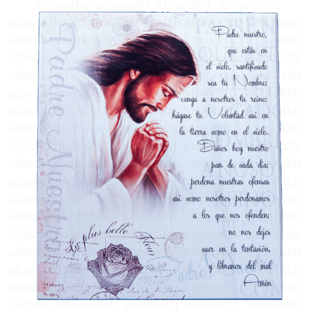 Cuadro Madera Jesus Meditando Oración 20x25cm colgar apoyar