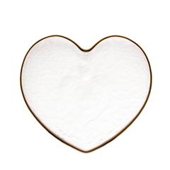 Bowl de coração de vidro borossolicato com borda dourada 15cm na internet