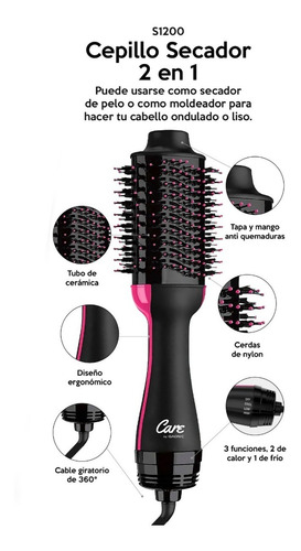Cepillo Secador Alisador De Pelo Antifrizz Gadnic S1200