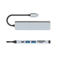 Hub Adaptador USB-C 6 En 1 Cimexi HC-13C / HDMI 4K / USBC PD 60W / USB 3.0 / USB 2.0 / TF / SD - online store