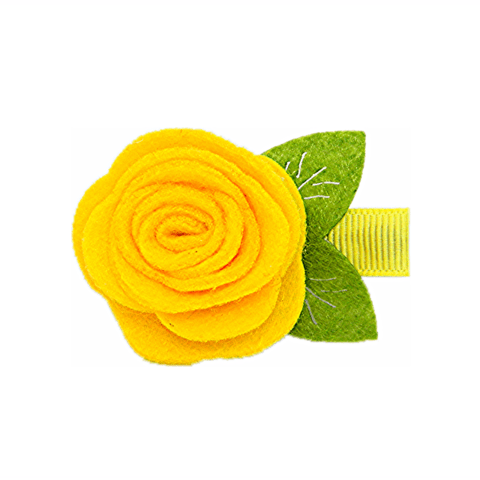 Acessório de Cabelo Infantil - Flor de Feltro Amarela  | DALELLA